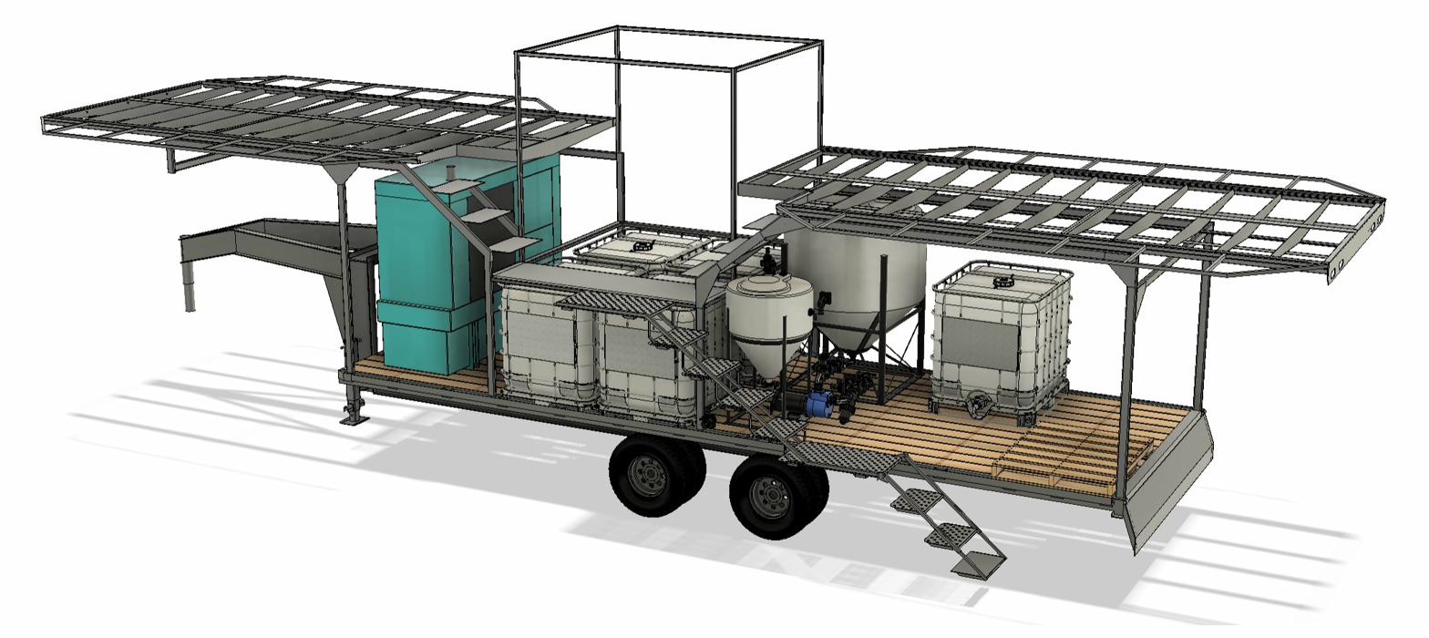 Custom 25-foot support trailer rendering for Evolution Ag